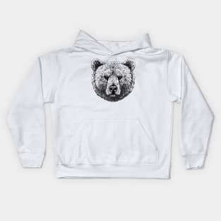 Grizzly Bear Head Calm And Cute Bear Kids Hoodie